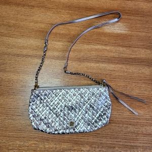 Elliot Lucca Mixed Metallic Leather Woven Crossbody Bag